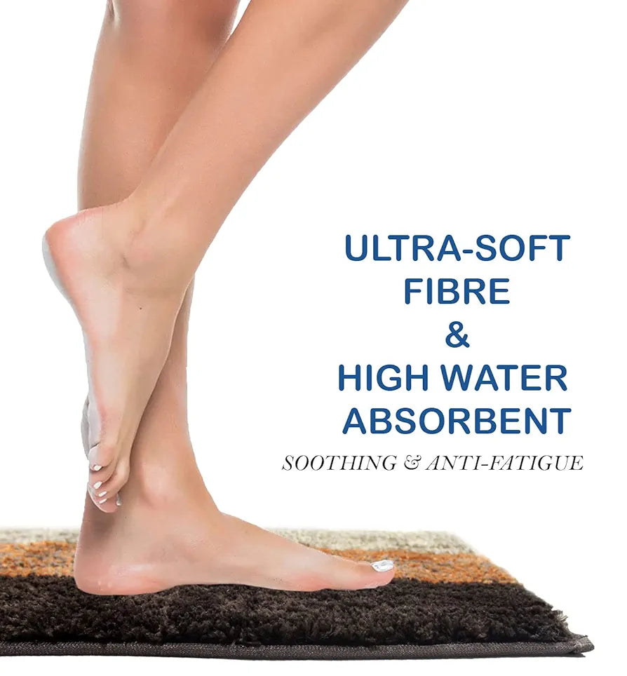 Luxe Home Bath Mat Super Soft Anti Skid Slip Water Soak Washable Oyster Door Mats for Home, Bathroom Mat, Floor Mat, Kitchen Mat for Floor  Teracotta, Pack of 2